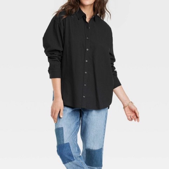 LAST DAY Black Cotton Long Sleeve Button Down - Picture 2 of 5
